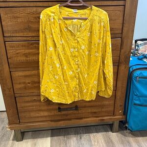 Old Navy Yellow Floral Blouse